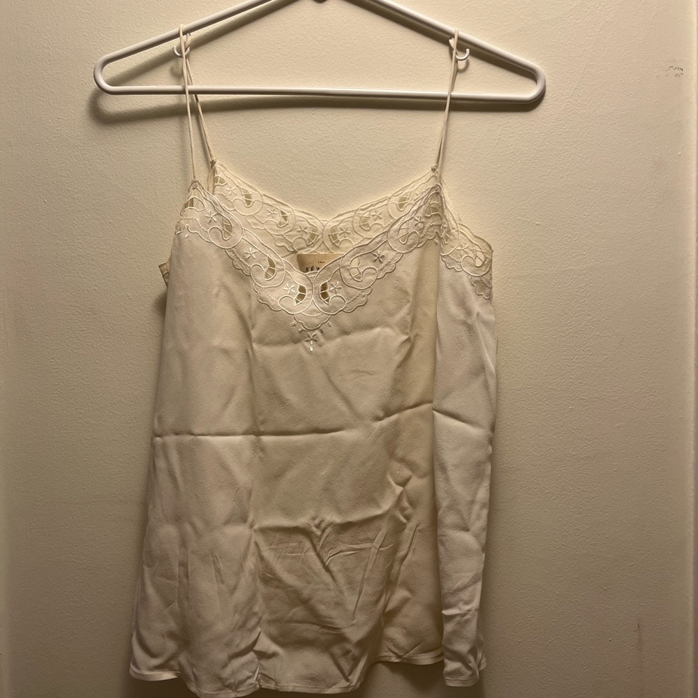 Sezane Paloma Top white silk size 6